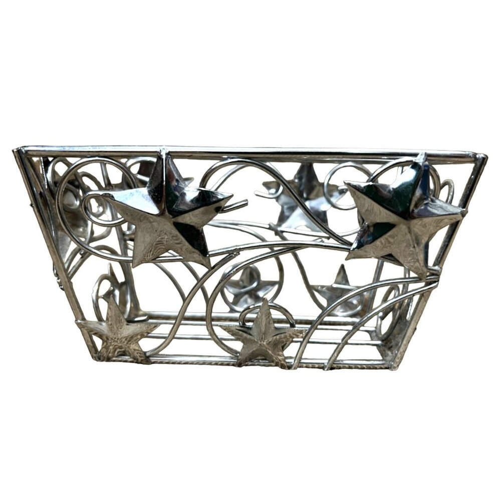 Small Metal Star Basket 6" long x 3.5" Tall Office Desk Room Organizer